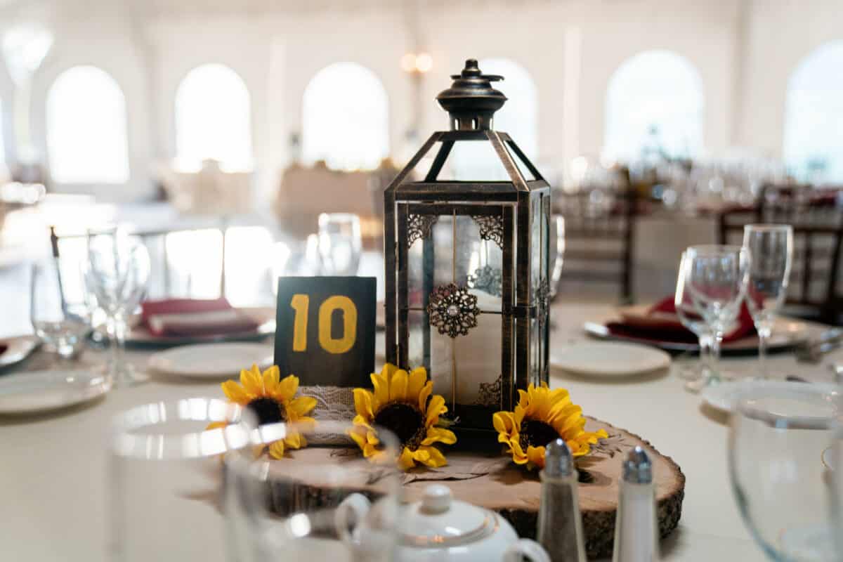 Rustic table topper at a Hudson Valley Wedding At West Hills Country Club In Middletown New York