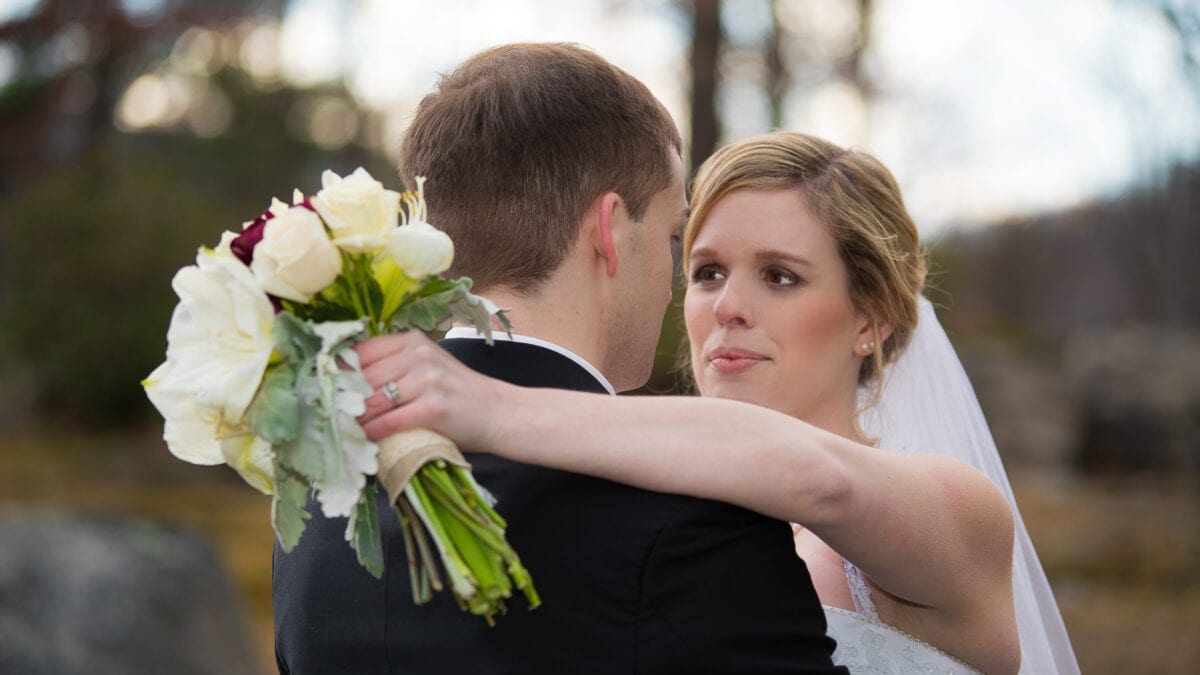 Bride looks into grooms eyes at a Hudson Valley Wedding for Thayer Hotel Wedding Photos