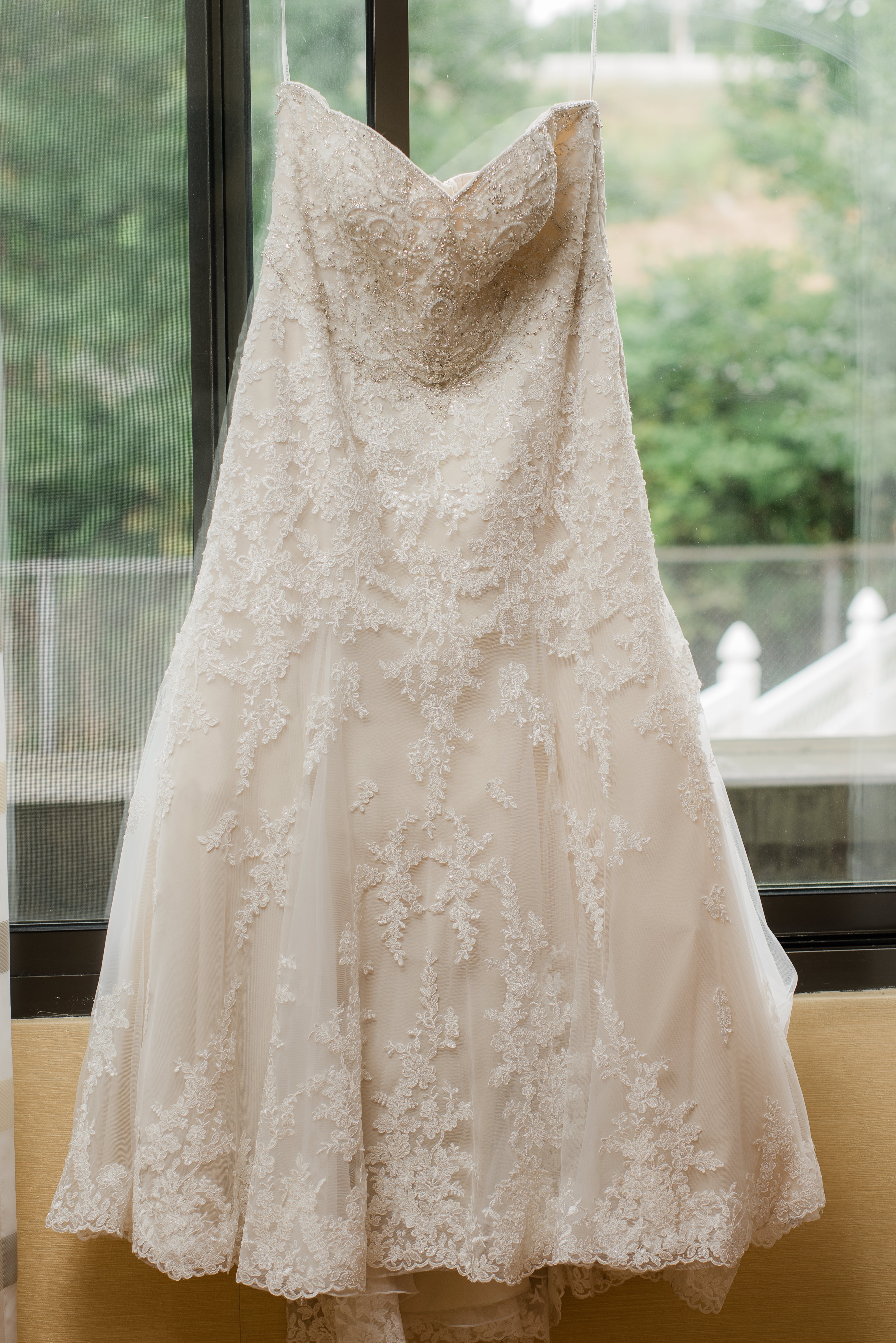 Brides Wedding Dress at a Hudson Valley Wedding at Brotherhood Winery