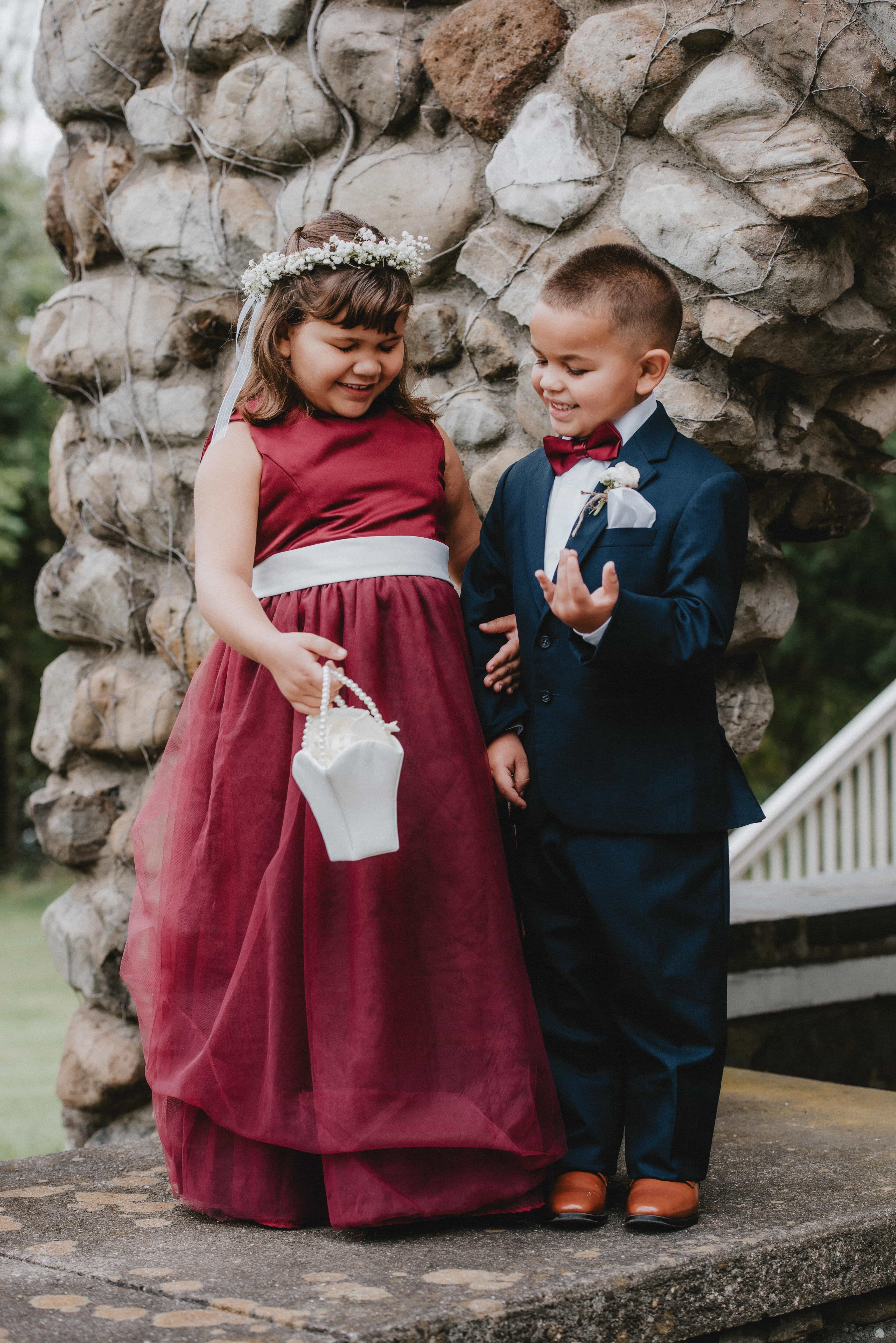 Flower Girl and Ring Bearer pose for a photo at a Hudson Valley Wedding at Brotherhood Winery