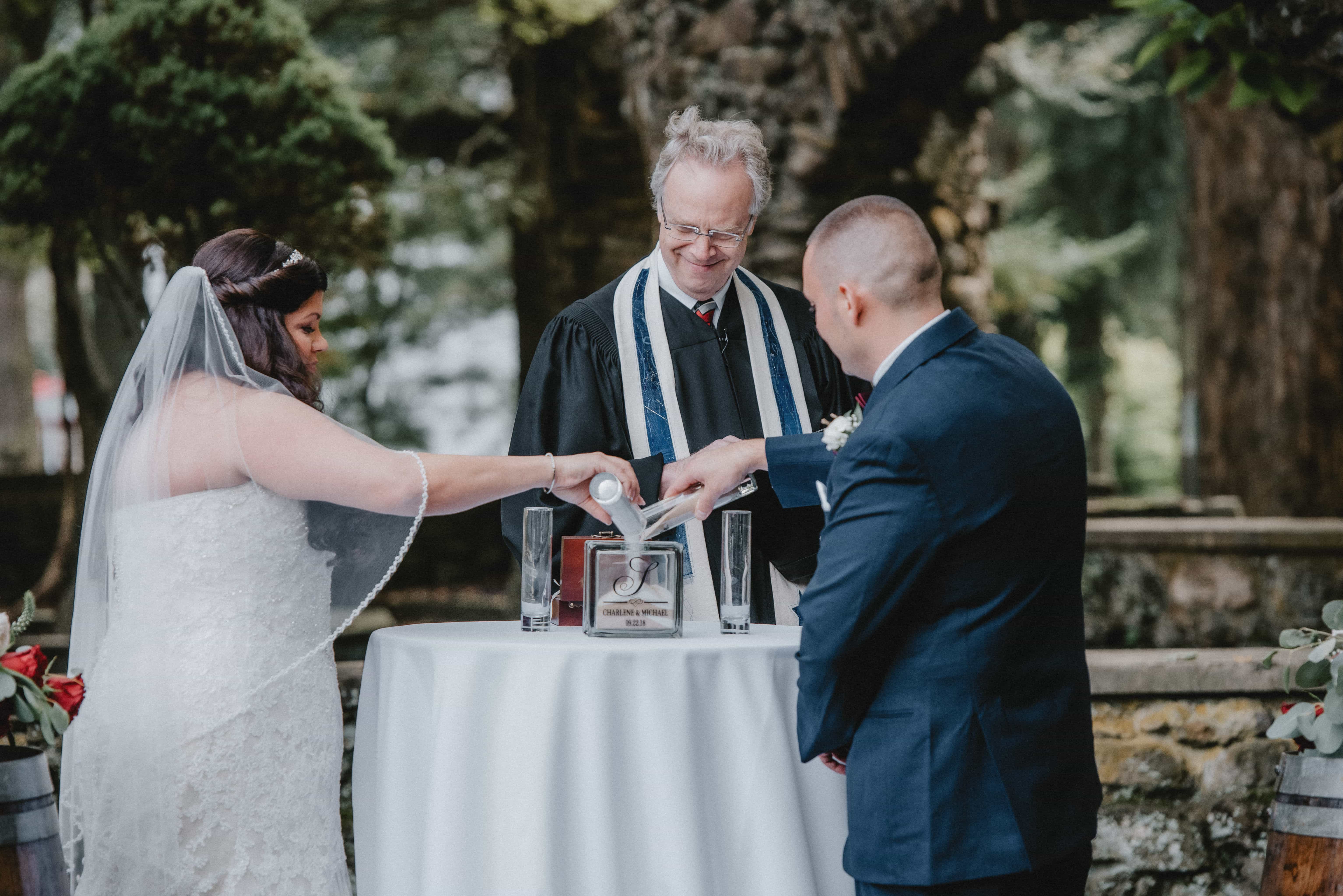 Sand Ceremony at a Hudson Valley Wedding at Brotherhood Winery