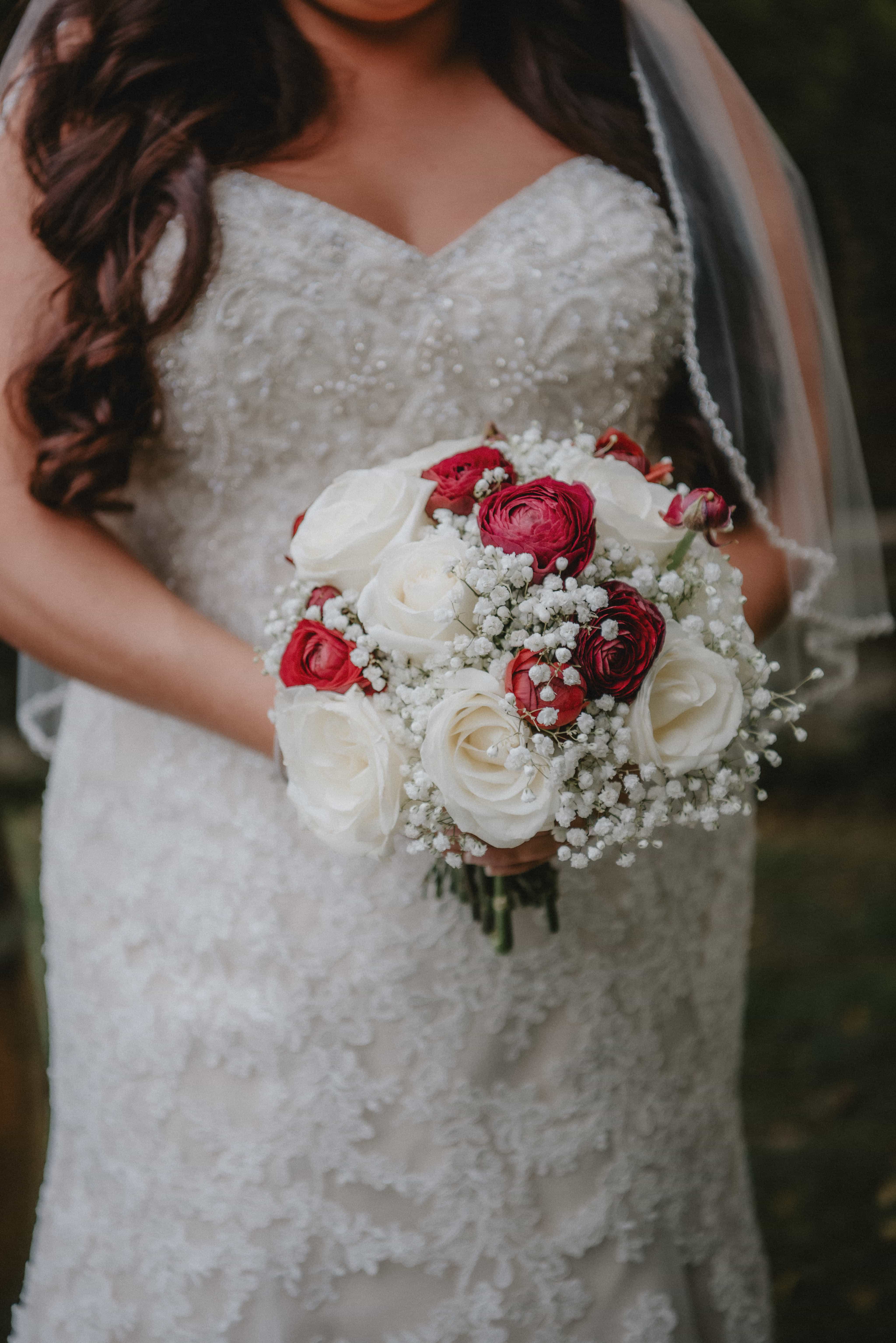 Brides wedding bouquet during Ceremony at a Hudson Valley Wedding at Brotherhood Winery