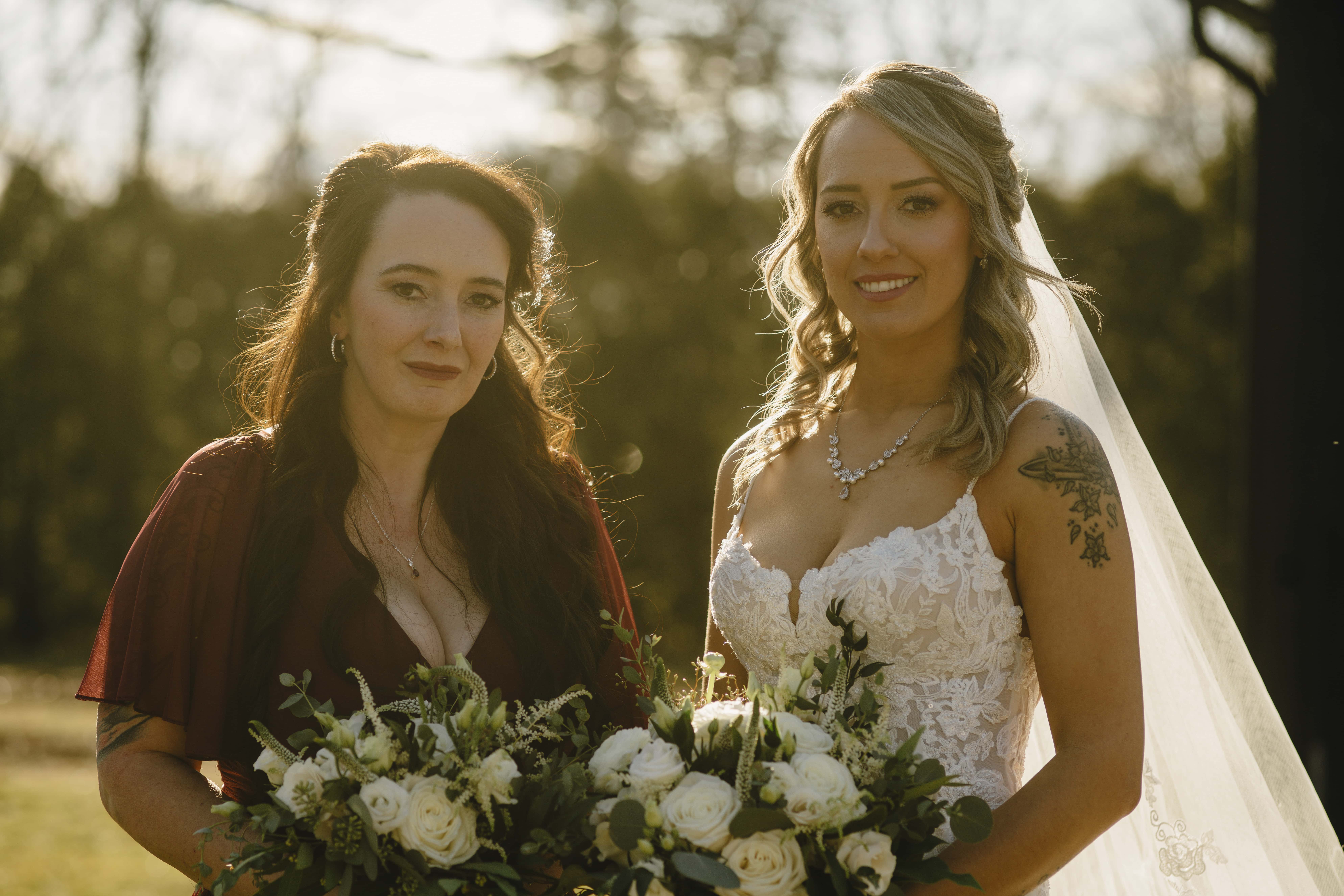 Bride and Bridesmaid at a Hudson Valley Wedding at Locust Grove Estate