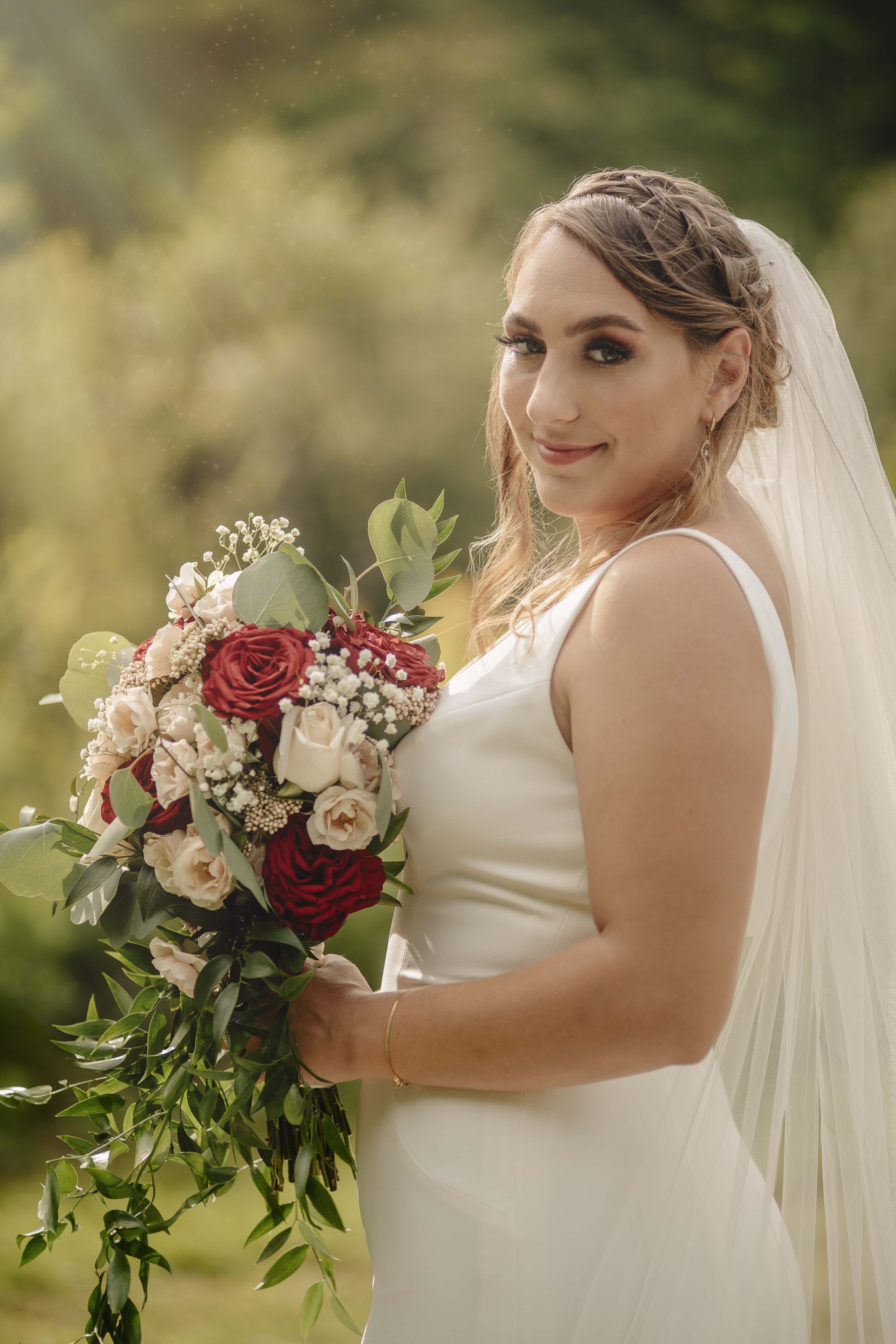 Bride and Bouquet during photo session at an Upstate New York Wedding in the Hudson Valley
