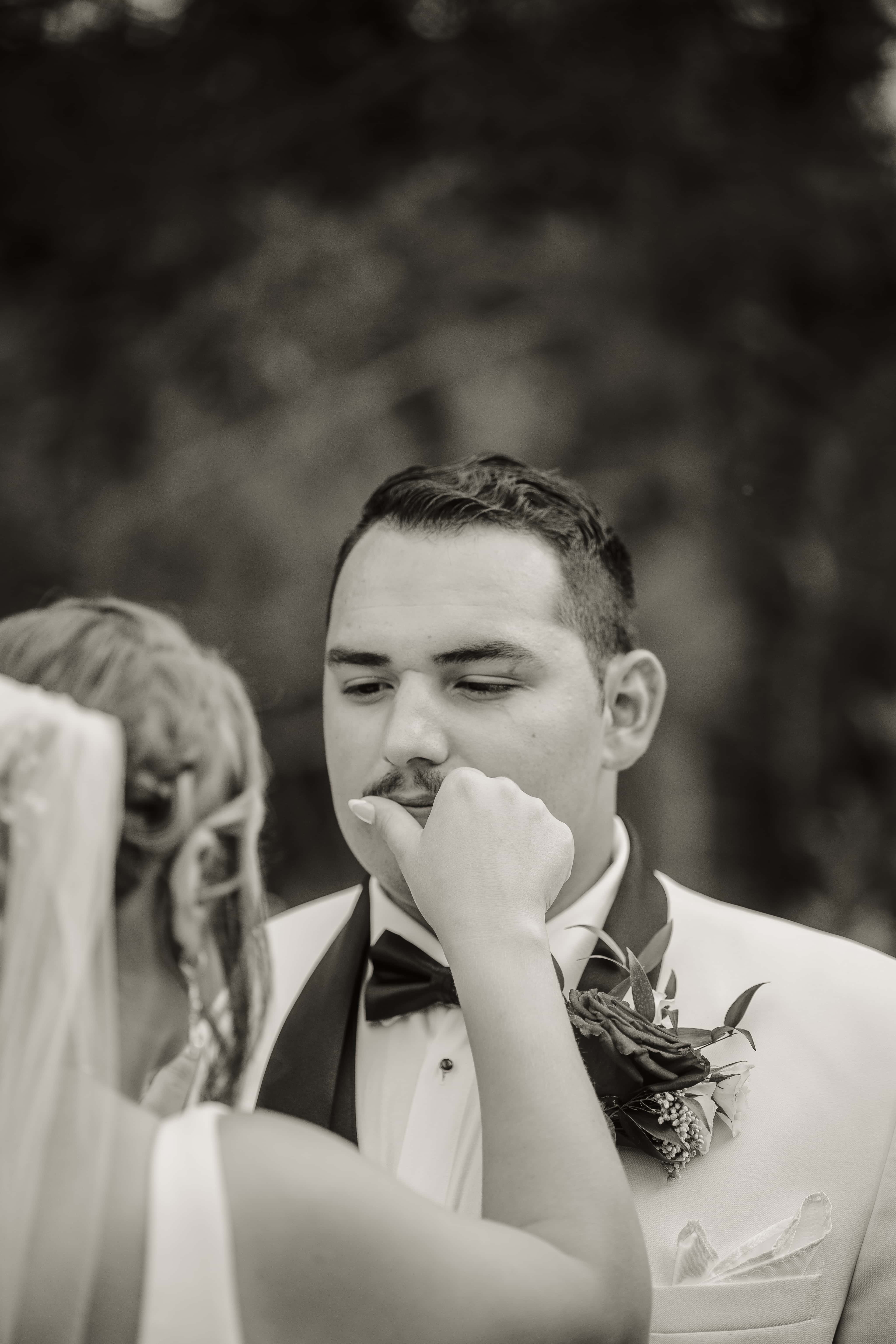 Bride helps Groom at an Upstate New York Wedding in the Hudson Valley