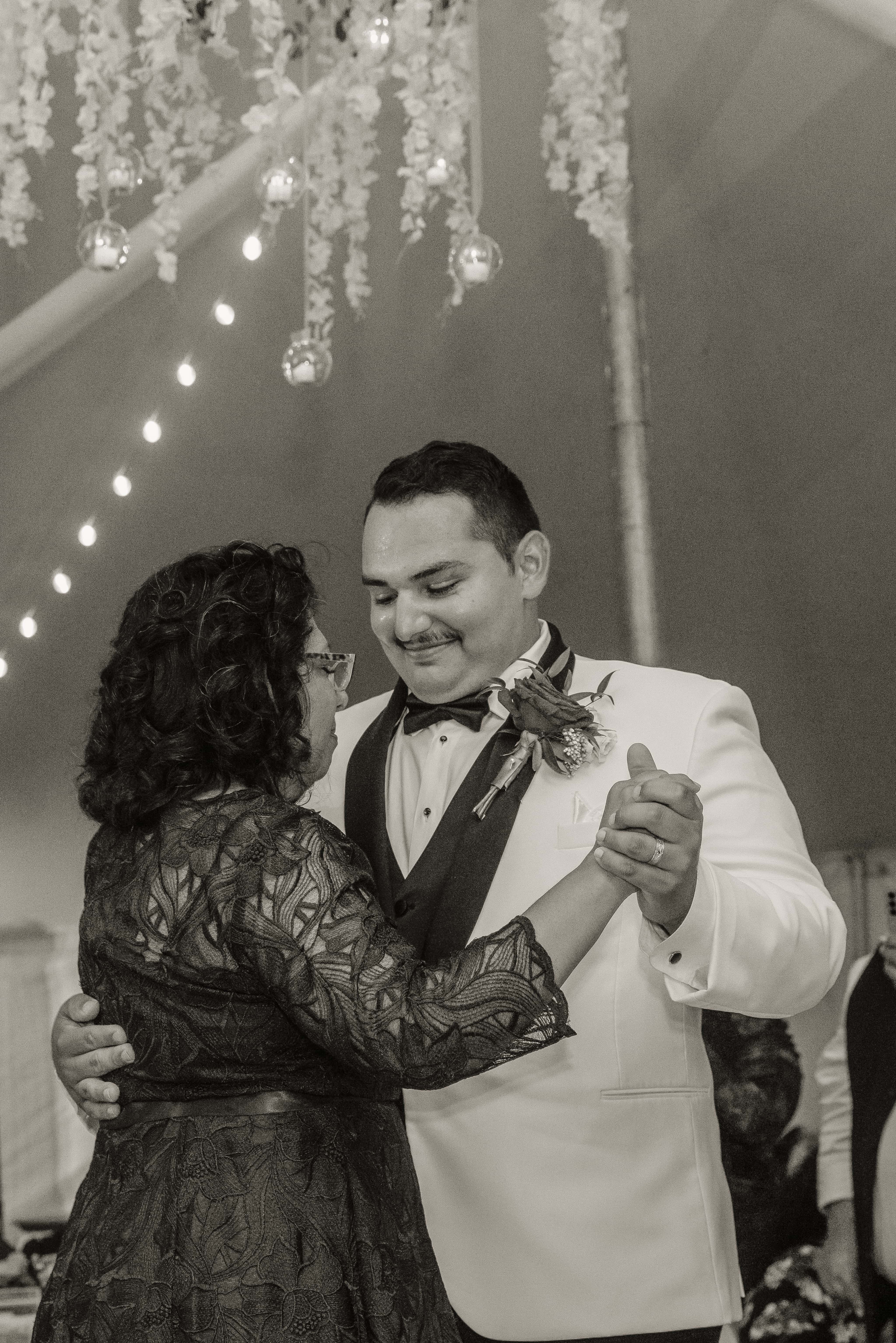 Groom dances with mother during reception at an Upstate New York Wedding in the Hudson Valley
