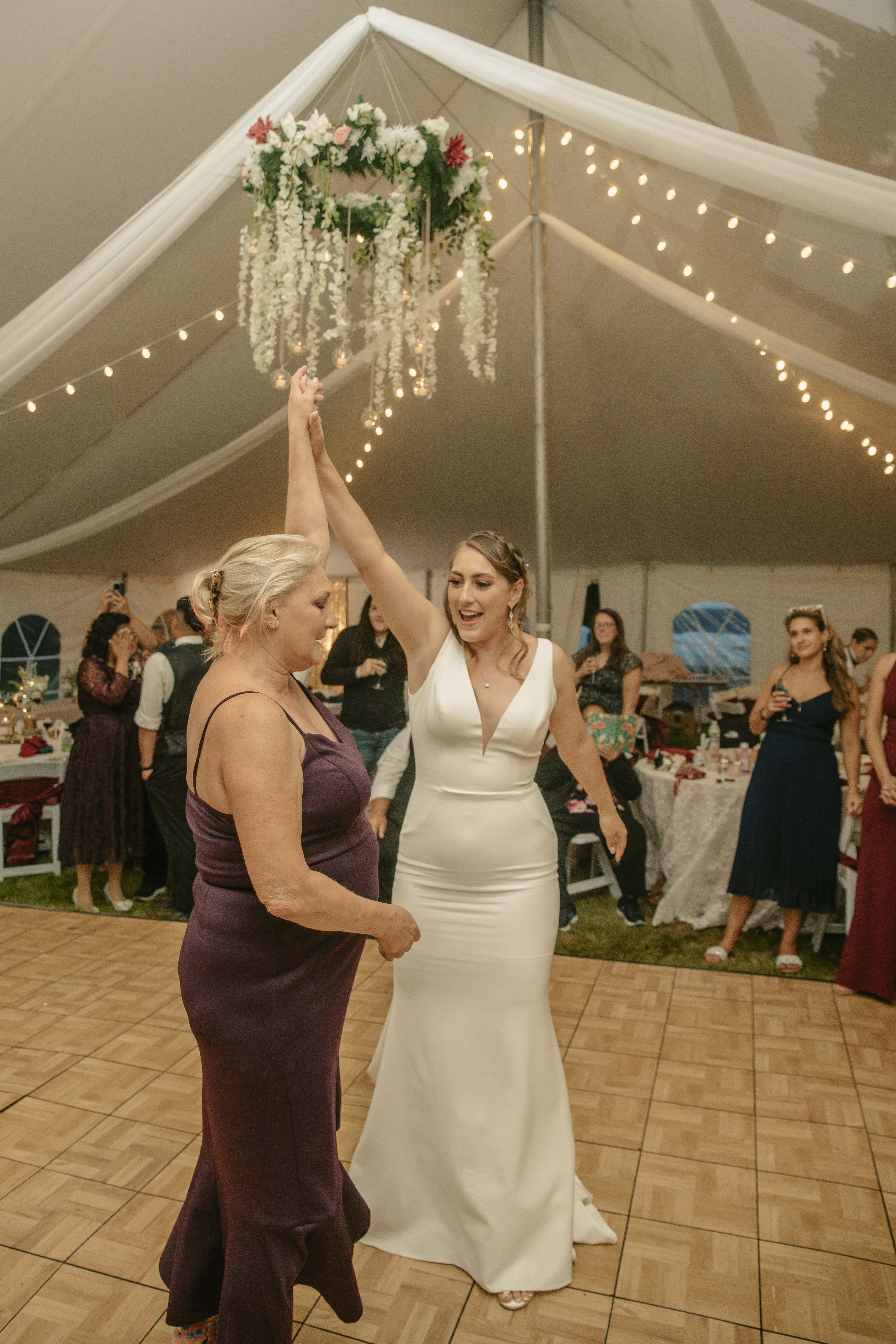 bride dances with mother during reception at an Upstate New York Wedding in the Hudson Valley