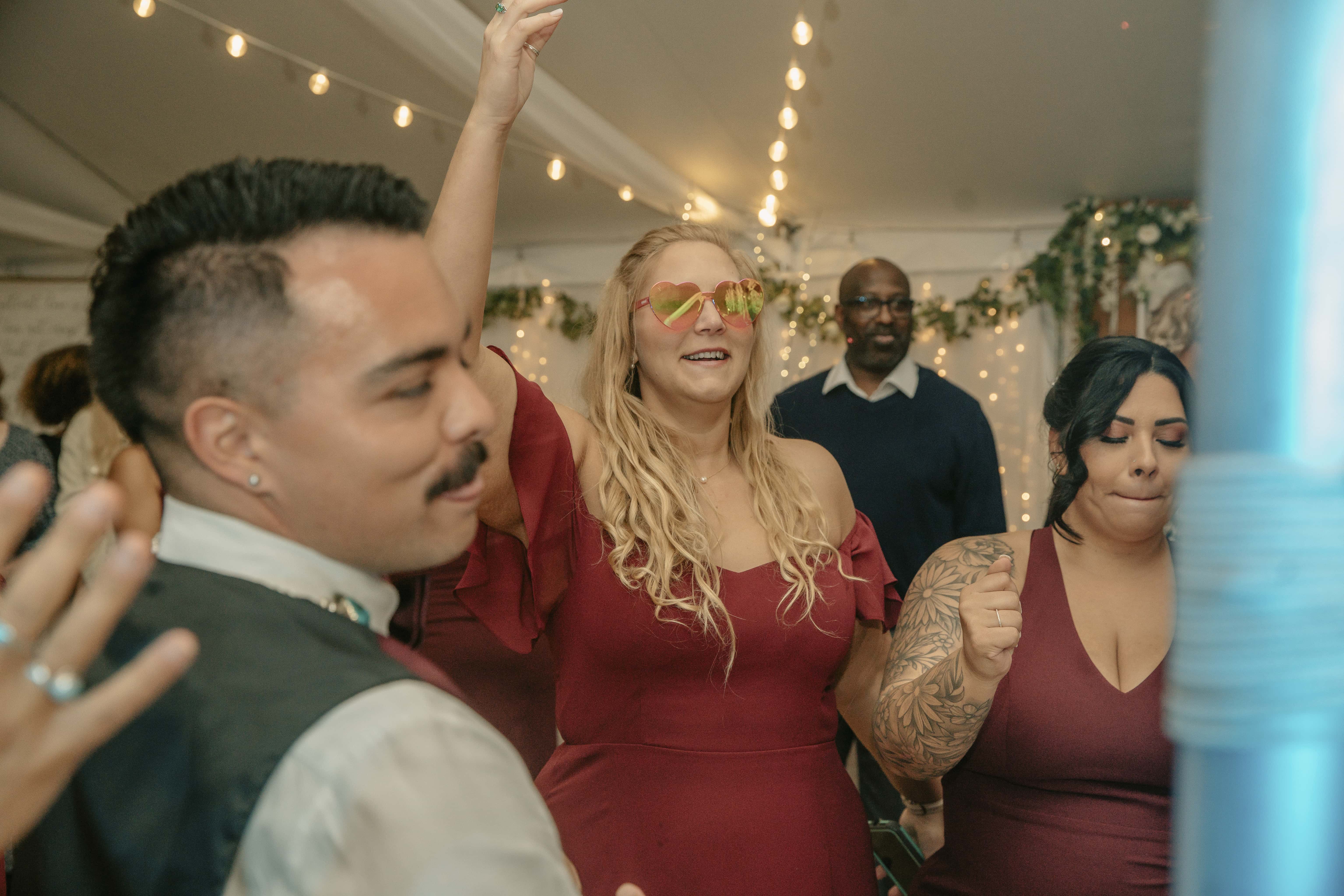 Bridesmaid Dances during reception at an Upstate New York Wedding in the Hudson Valley