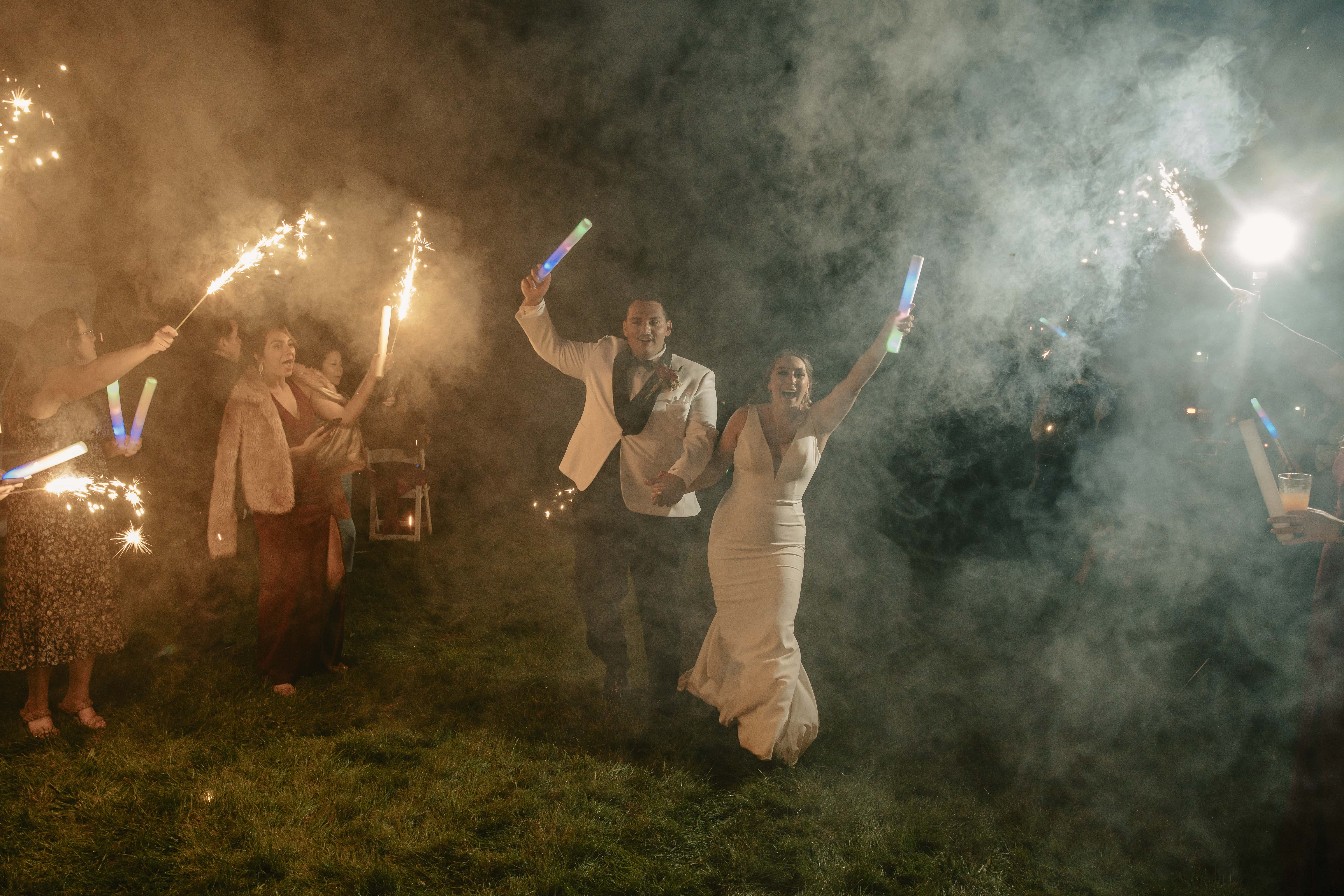 Sparkler Exit during reception at an Upstate New York Wedding in the Hudson Valley