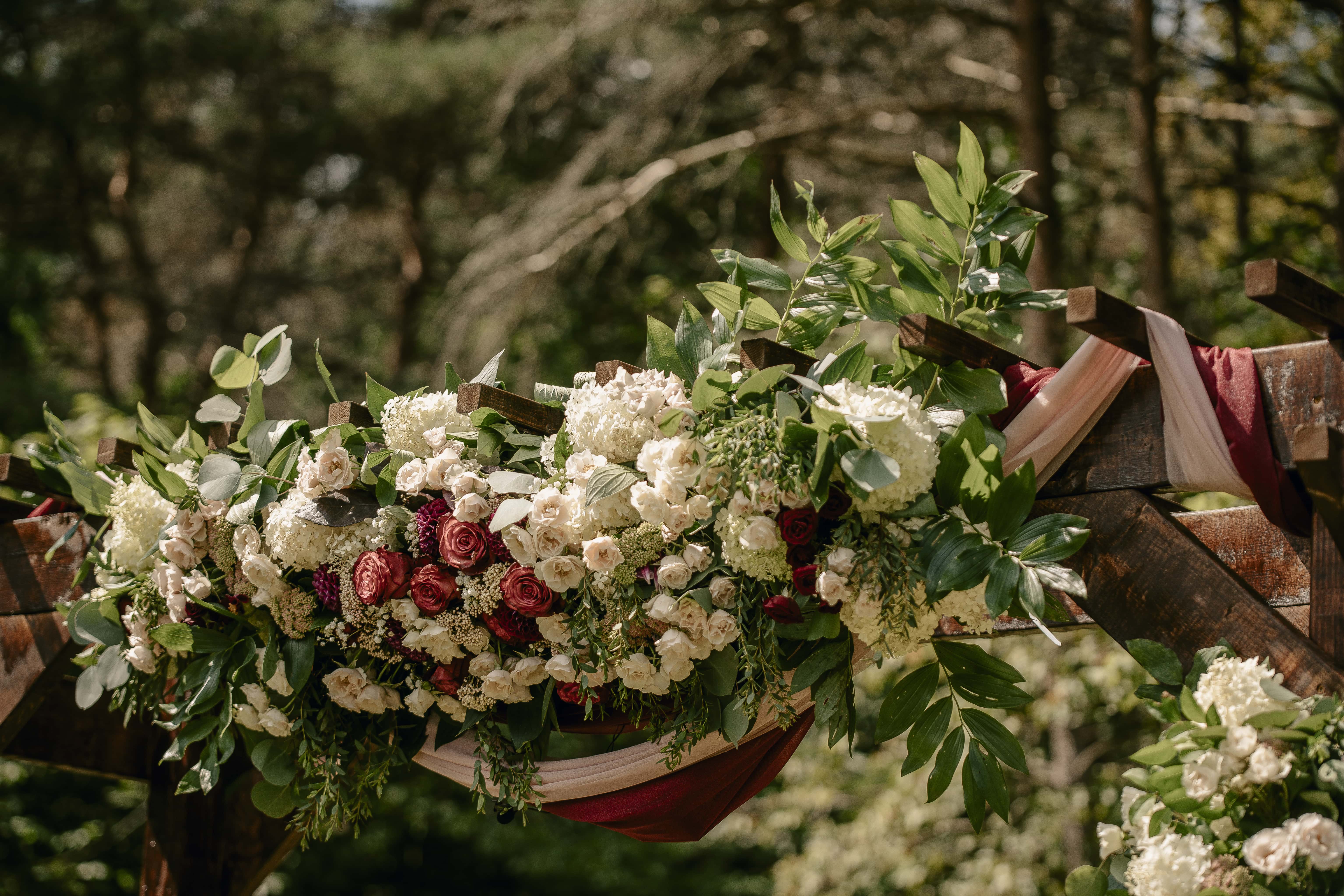 Flowers on Altar at an Upstate New York Wedding in the Hudson Valley
