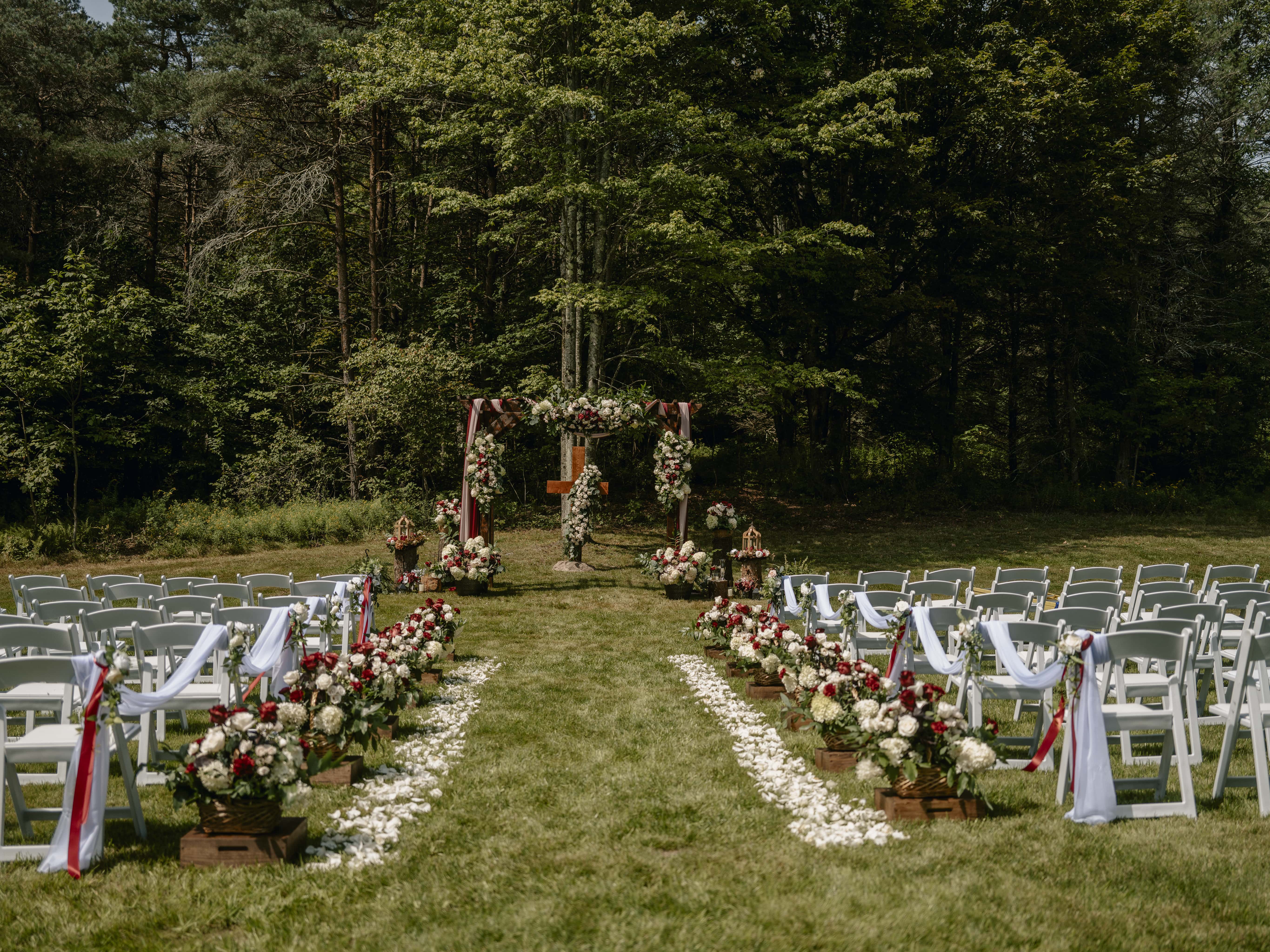 Ceremony site and altar at an Upstate New York Wedding in the Hudson Valley