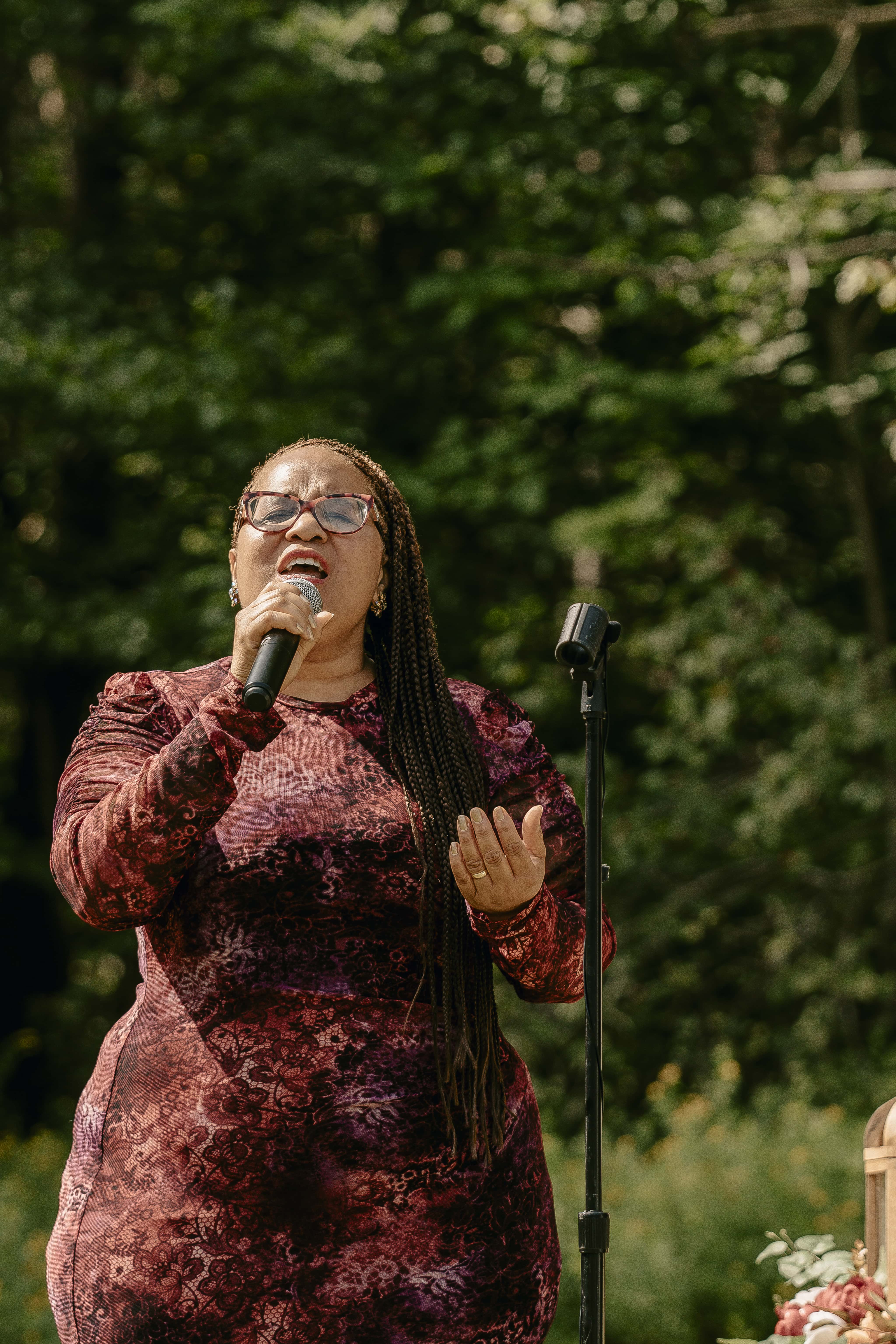 singing during ceremony at an Upstate New York Wedding in the Hudson Valley