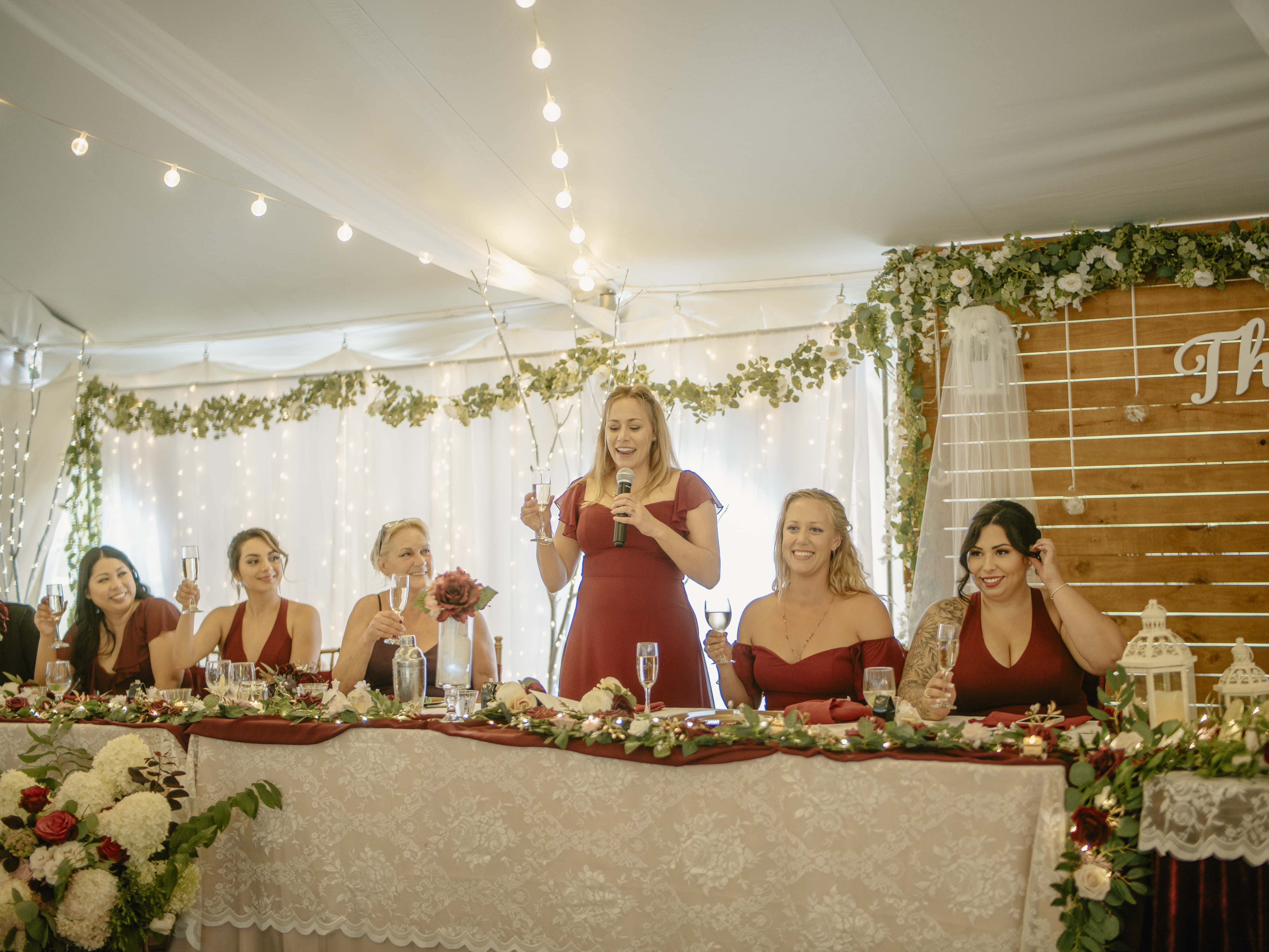 Bridesmaids speech during reception at an Upstate New York Wedding in the Hudson Valley