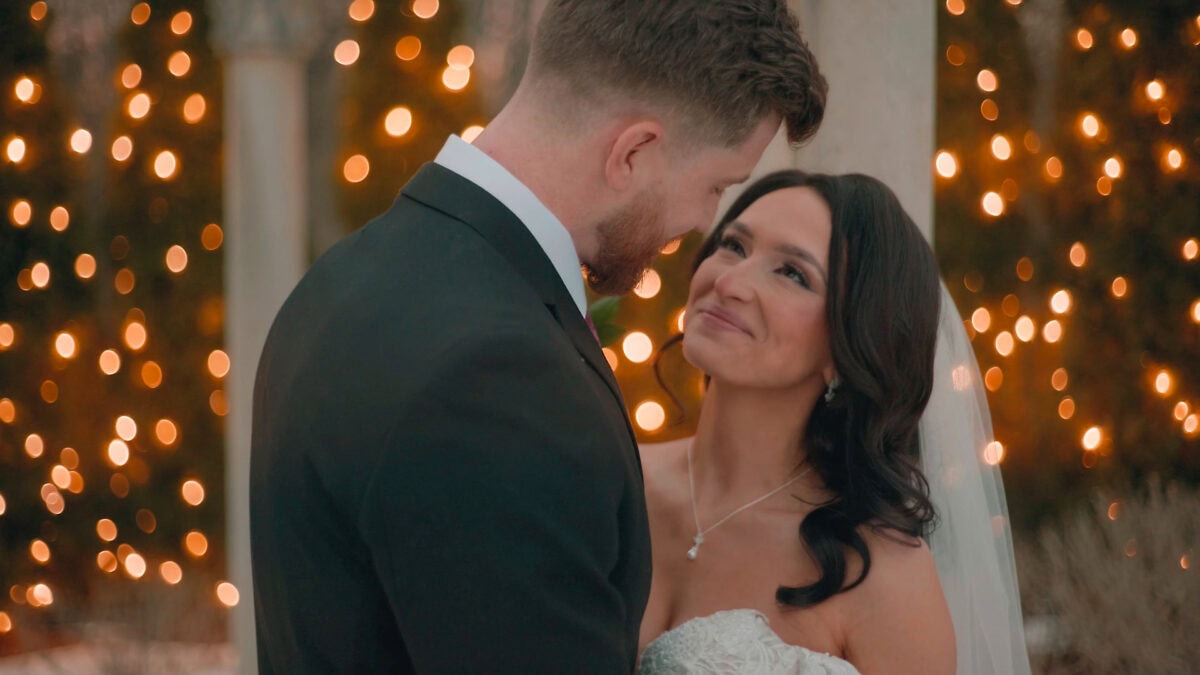 Bride and Groom Smile during Hudson Valley Wedding Video at Hamilton Manor