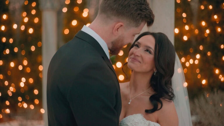 Bride and Groom Smile during Hudson Valley Wedding Video at Hamilton Manor