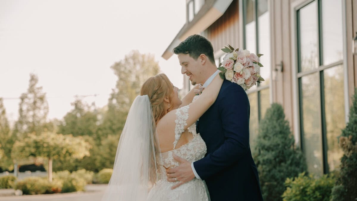 Bride and Groom Smile Barn at Villa Venezia Wedding Cinematic in The Hudson Valley