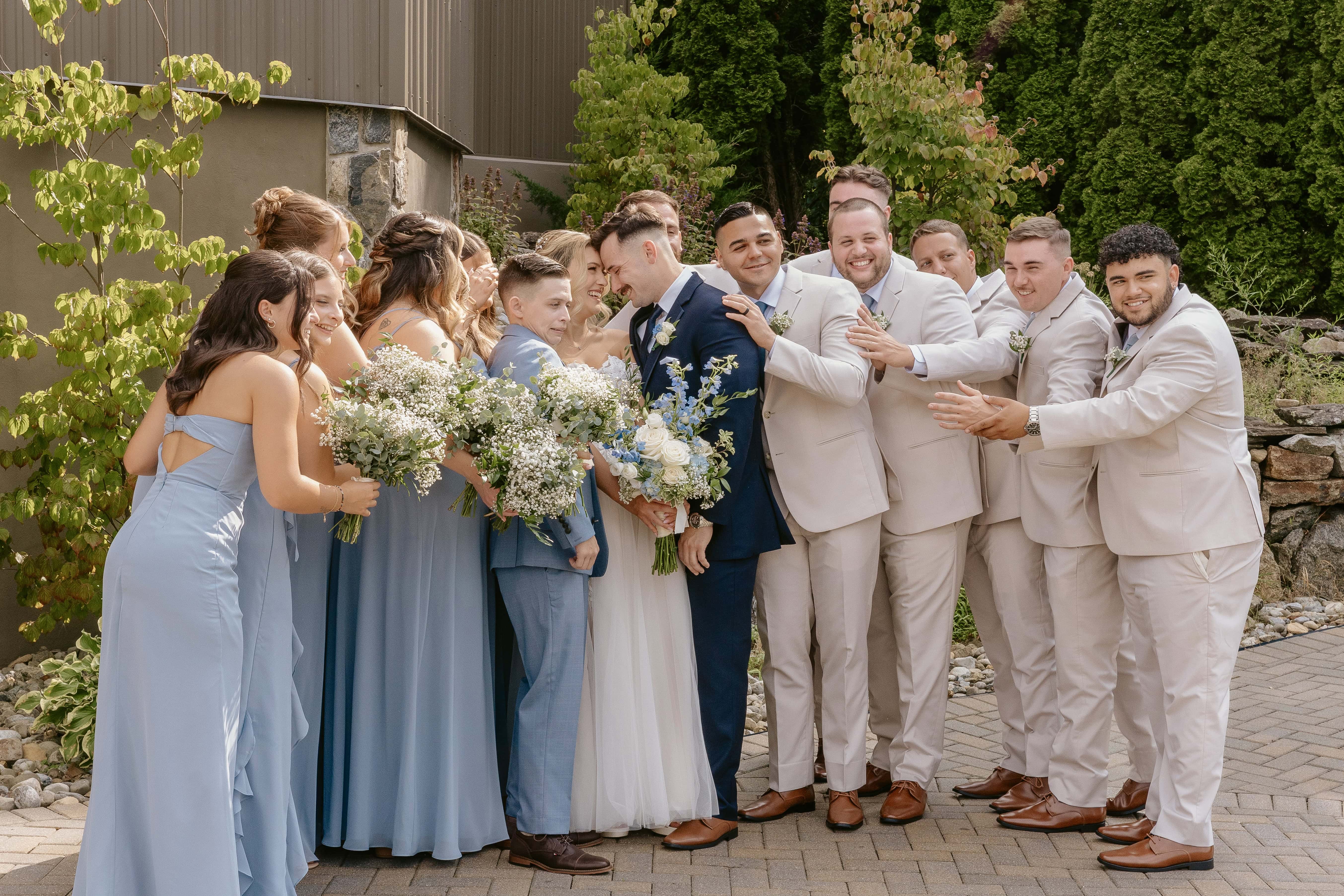 Wedding Party Hugs for a New Jersey Wedding Photo at Rock island Lake Club