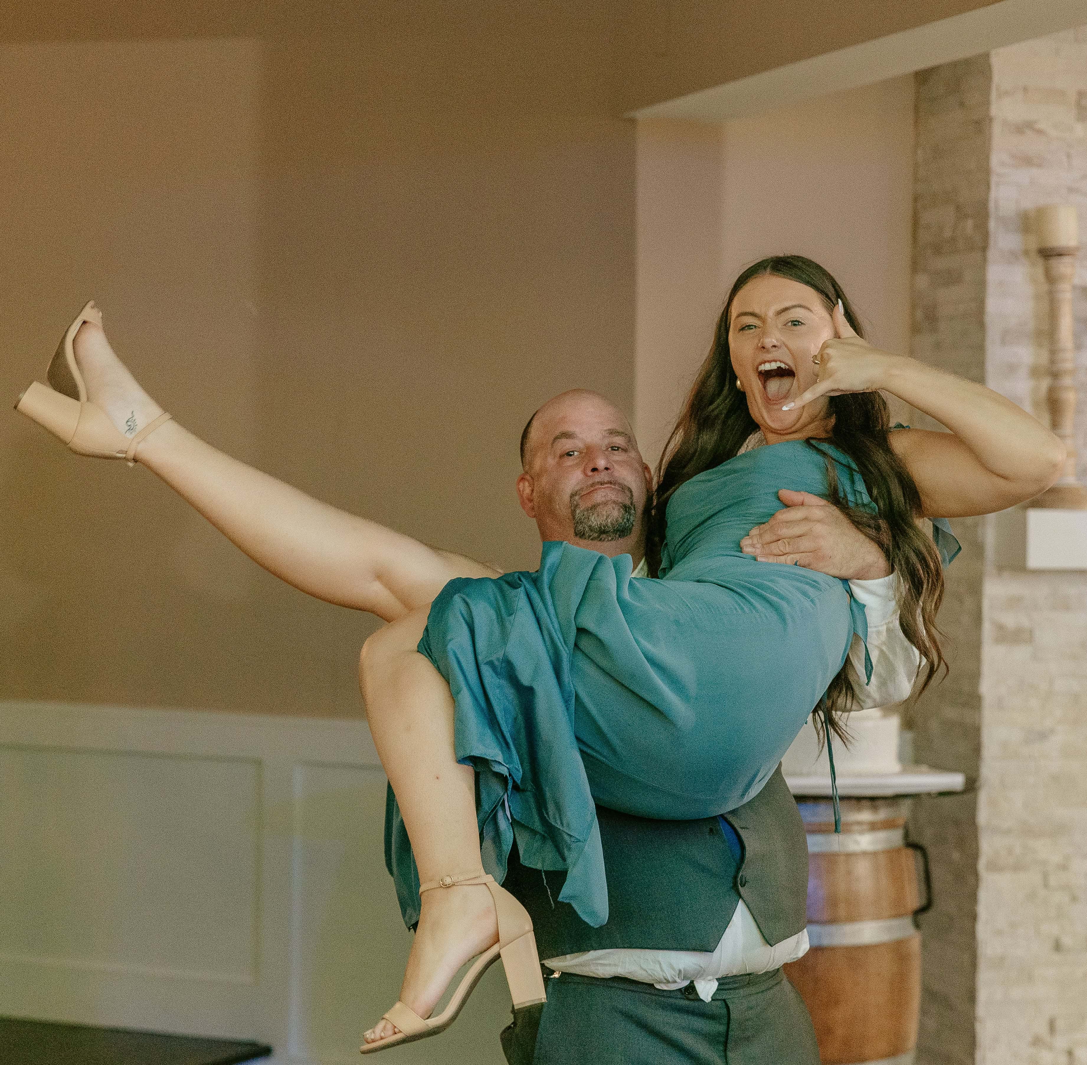 Wedding Guests have fun for a New Jersey Wedding Photo at Rock island Lake Club